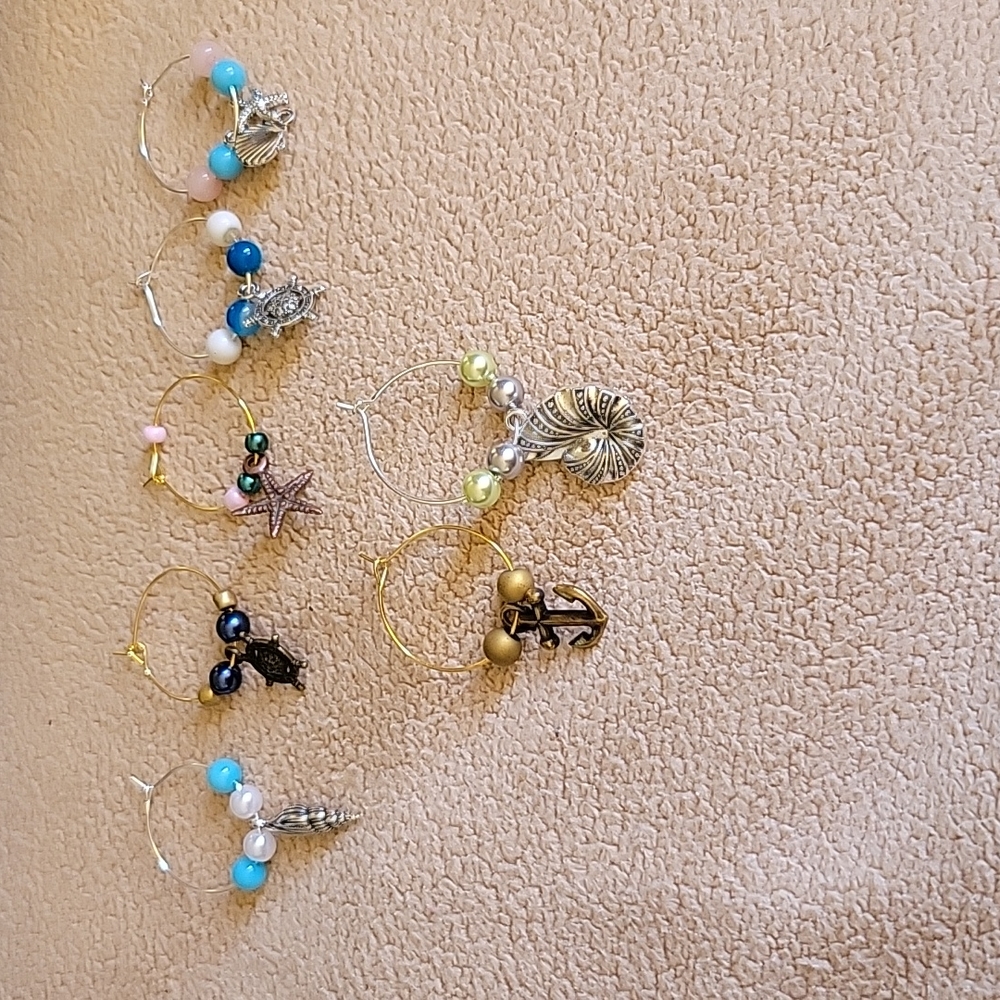 Ocean Theme Wine Glass Charms